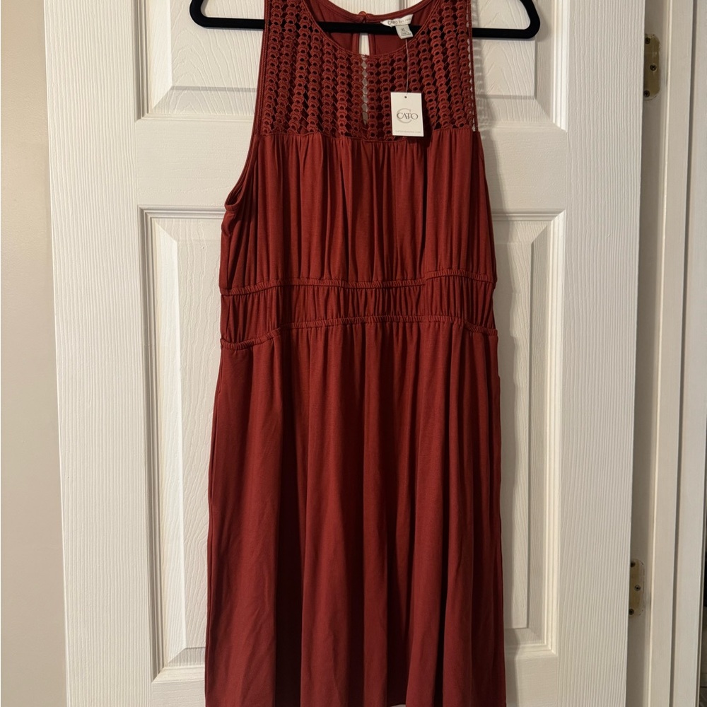 Cato Brown and Orange Smocked Halter Sundress